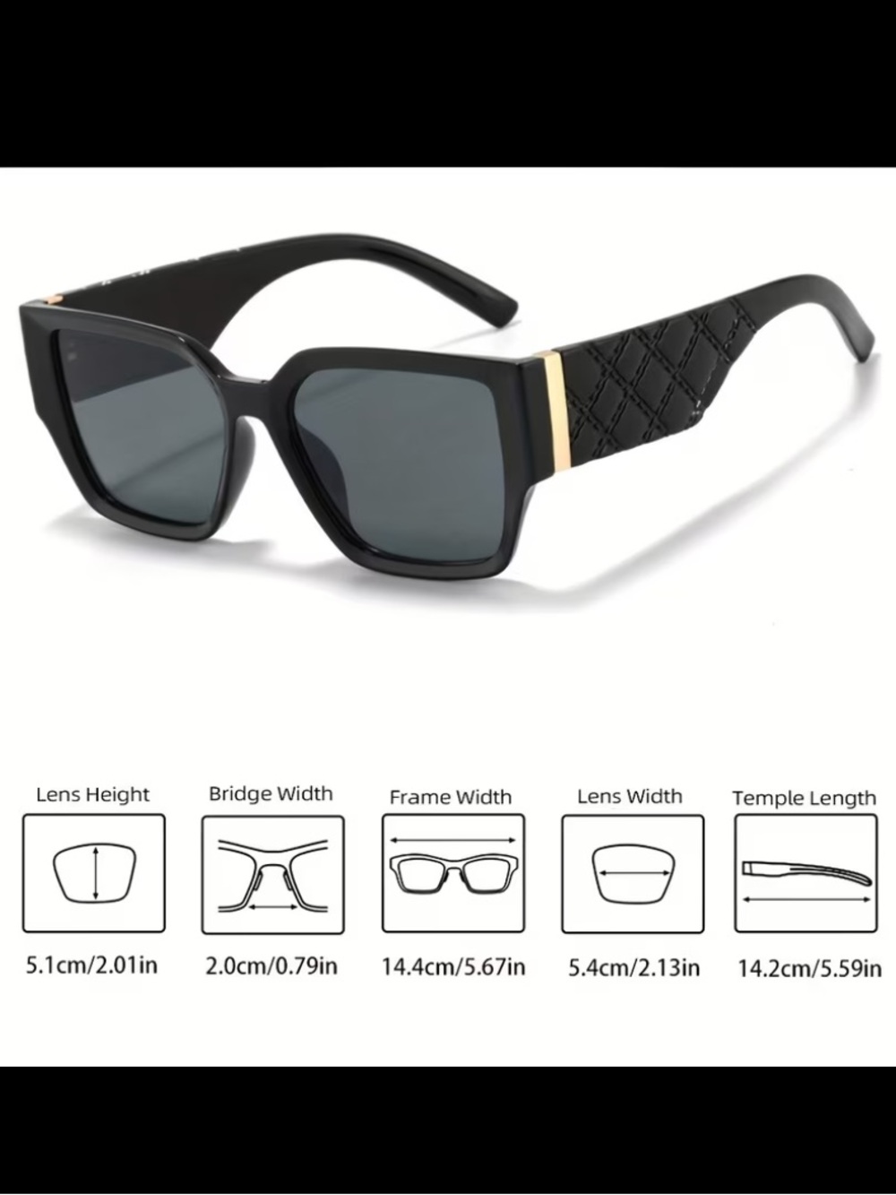 LUXURY LOOK Quilted Square Sunglass Women Sun Glasses Eyewear Fashion - Picture 3 of 5